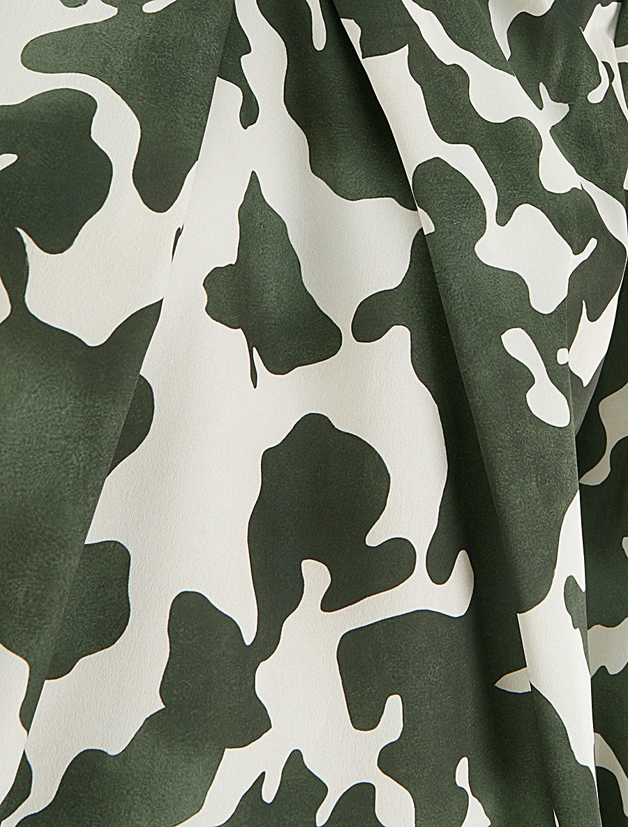 Blouse satiné imprimé vache - Kaki - 3
