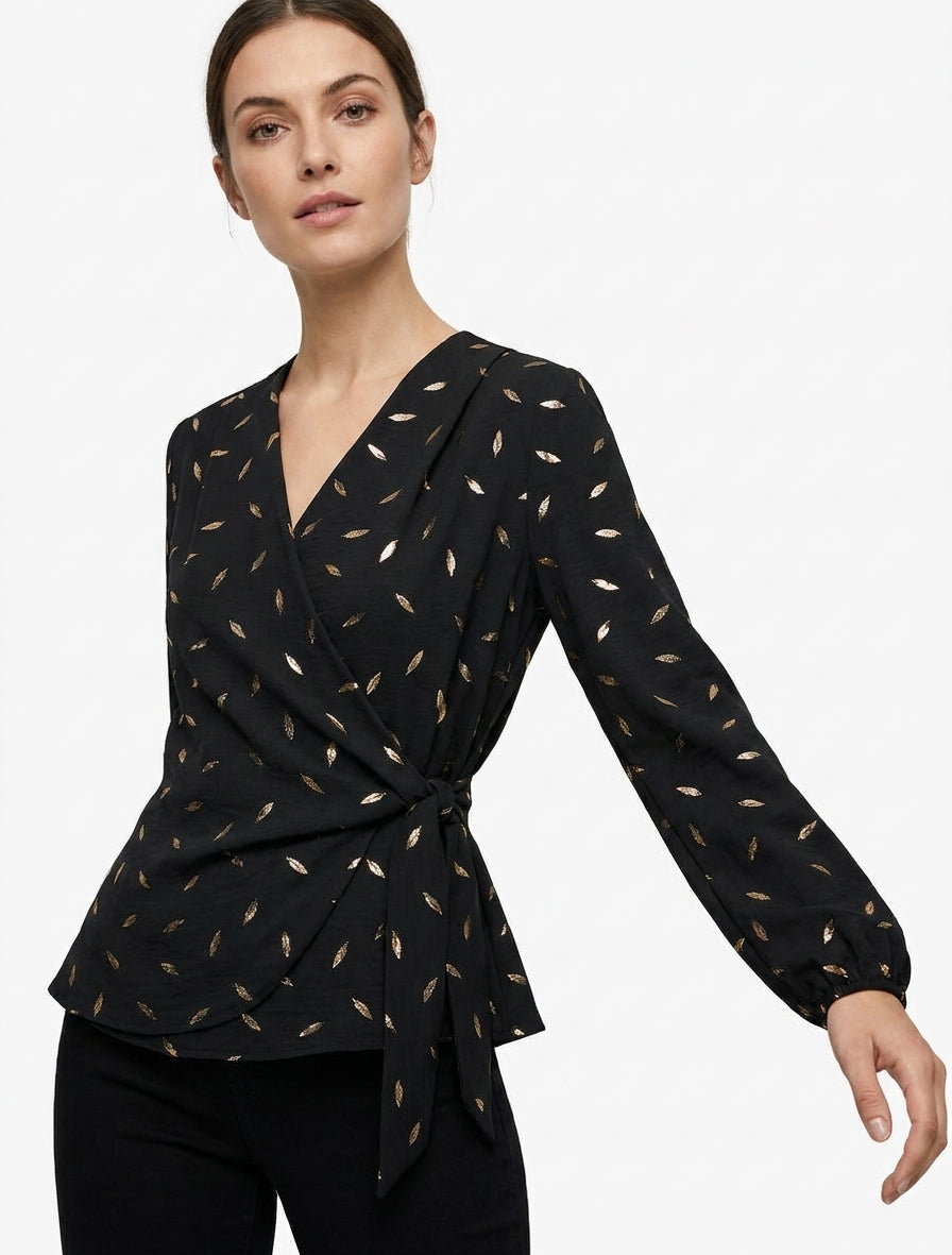 Top style portefeuille à plumes irisées - Noir