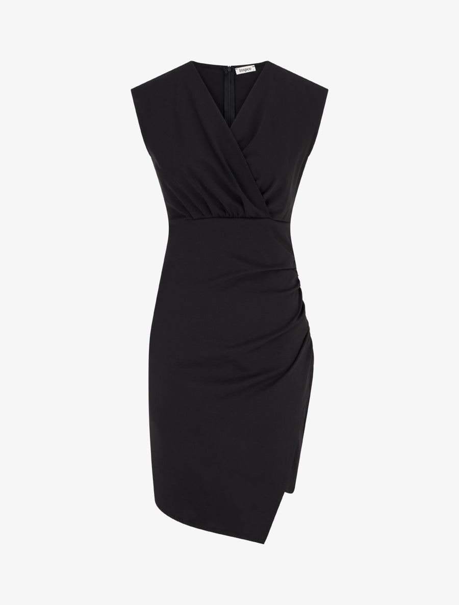 Robe sans manches style portefeuille à effet drapé - Noir - 1
