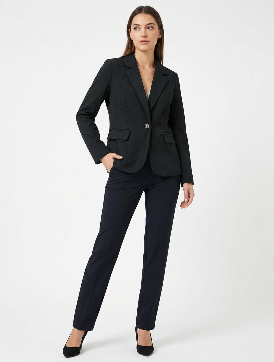 Blazer uni à col cranté - Noir
