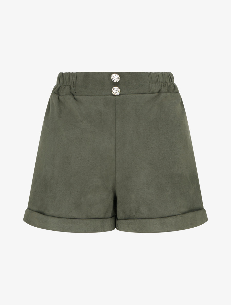 Short paperbag en suédine - Kaki - 1