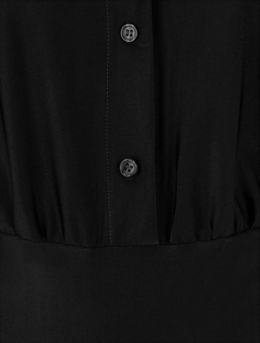 Body satiné style chemise - Noir - 3