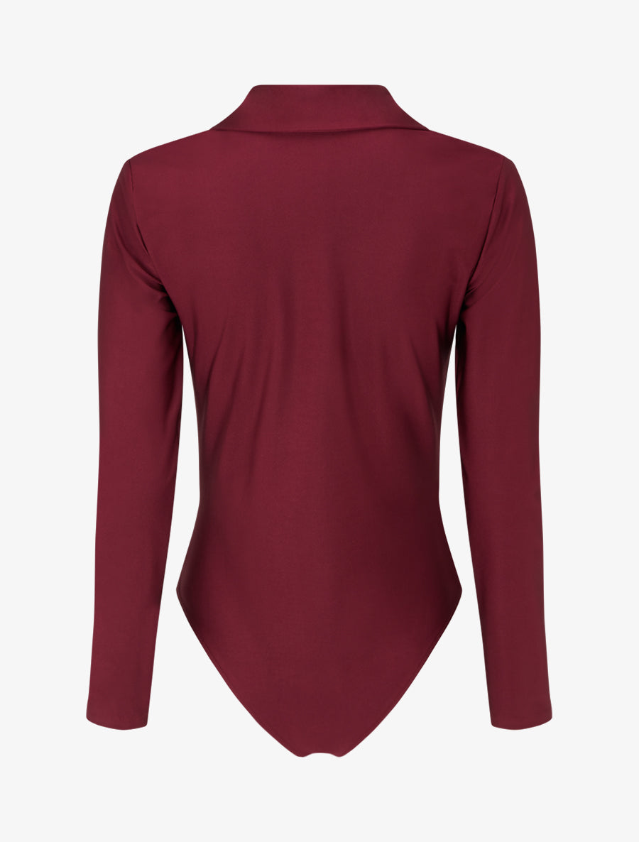 Body satiné style chemise - Lie de vin - 2