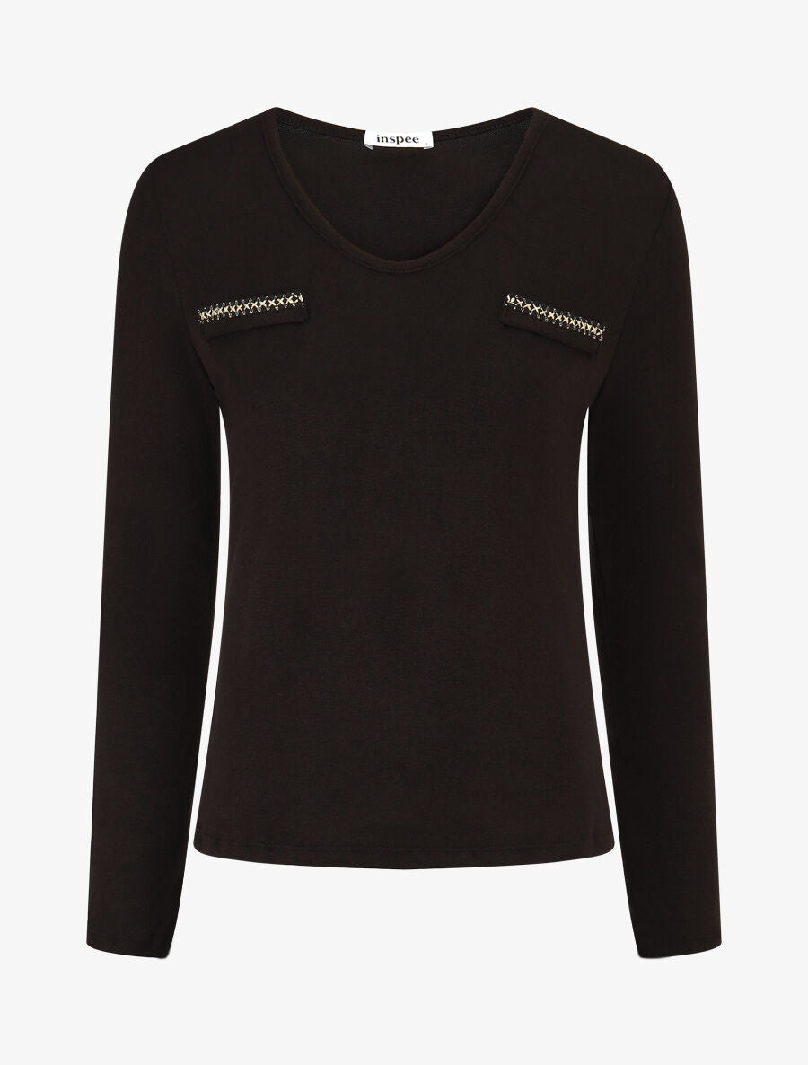 Pull fin à détails irisés - Noir | Stand-Prive