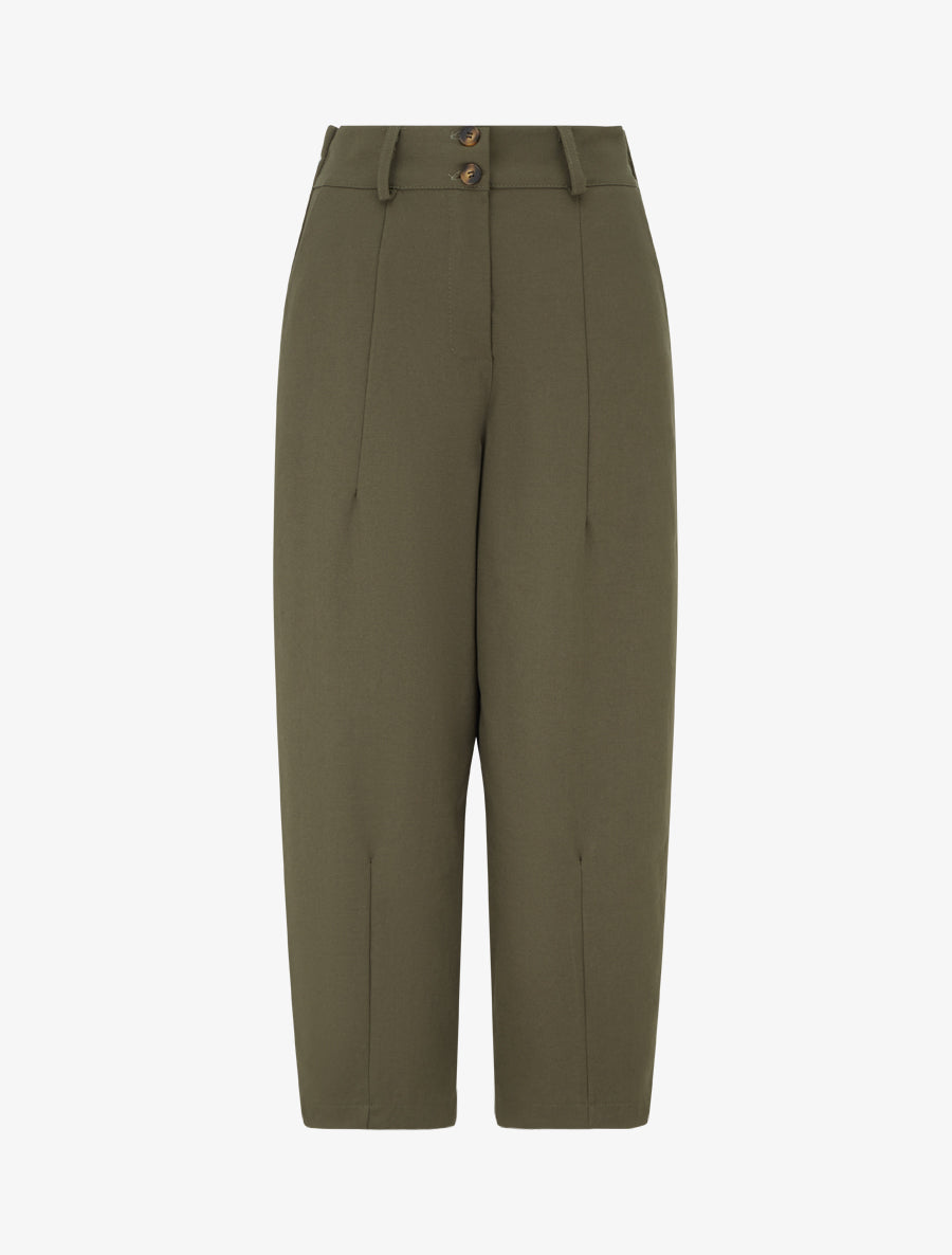 Pantalon uni à fermeture boutonnée - Kaki - 1