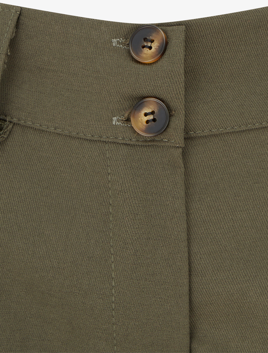 Pantalon uni à fermeture boutonnée - Kaki - 3
