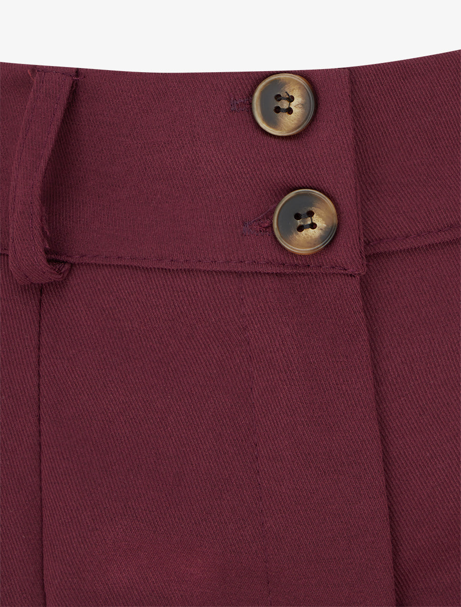 Pantalon uni à fermeture boutonnée - Lie de vin - 3