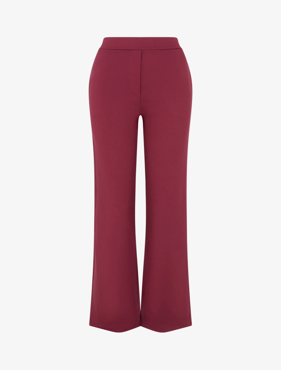 Pantalon uni coupe droite - Bordeaux - 1