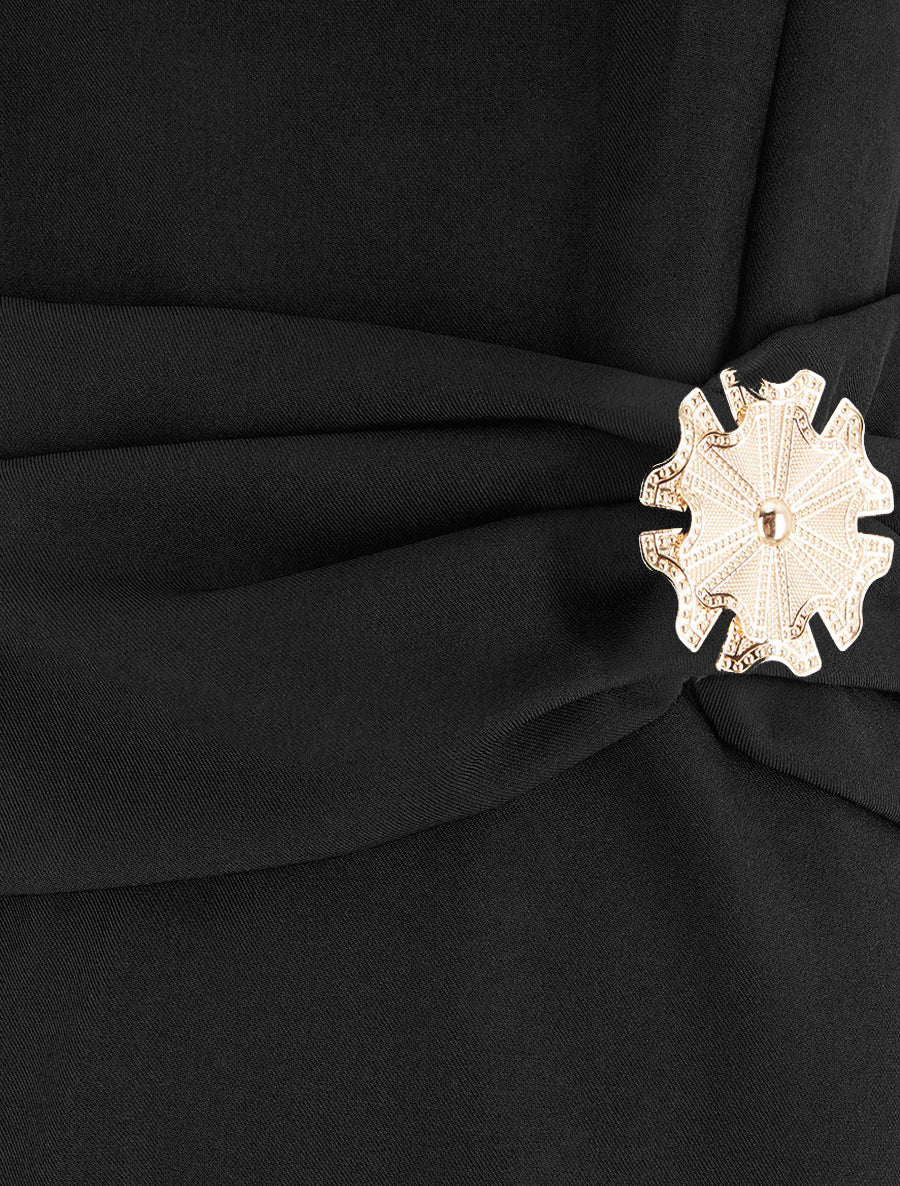 Robe sans manches à empiècement bijou - Noir
