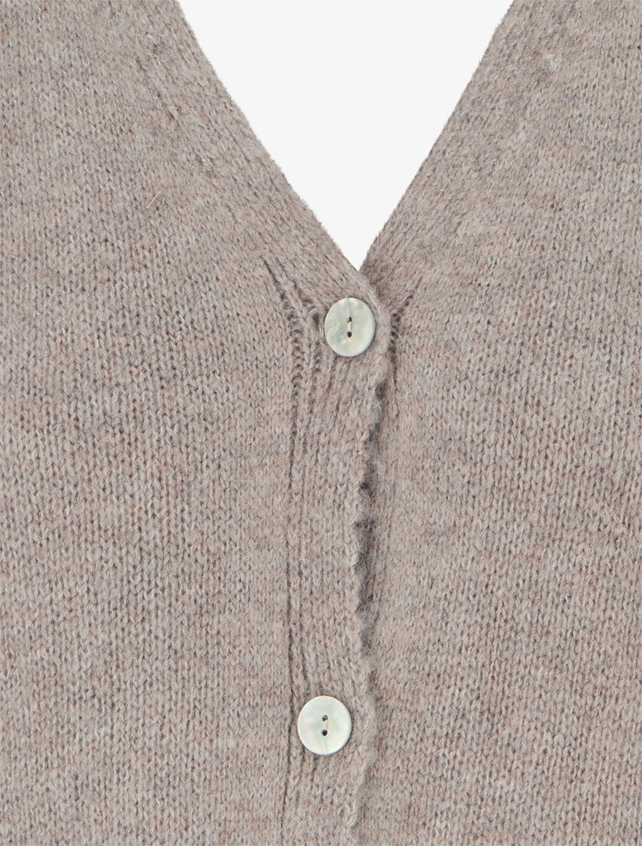 Gilet mohair ample à col V - Taupe - 3