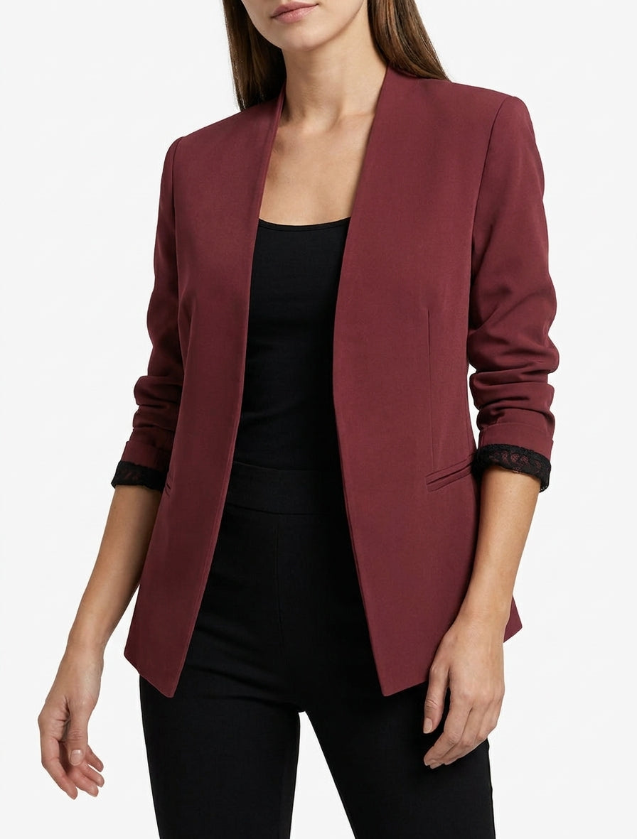 Veste droite unie à épaulettes - Bordeaux