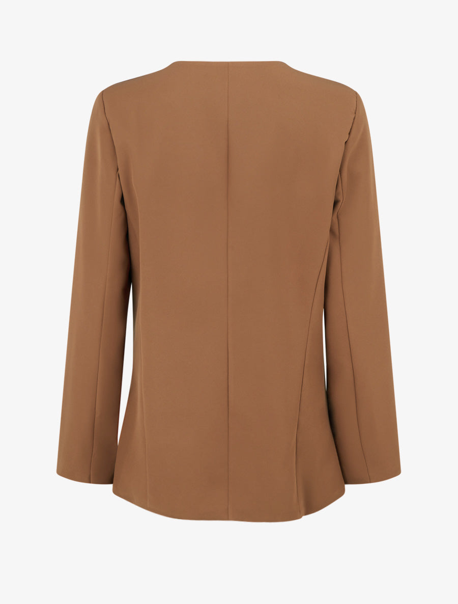 Blazer uni boutonné - Camel - 2
