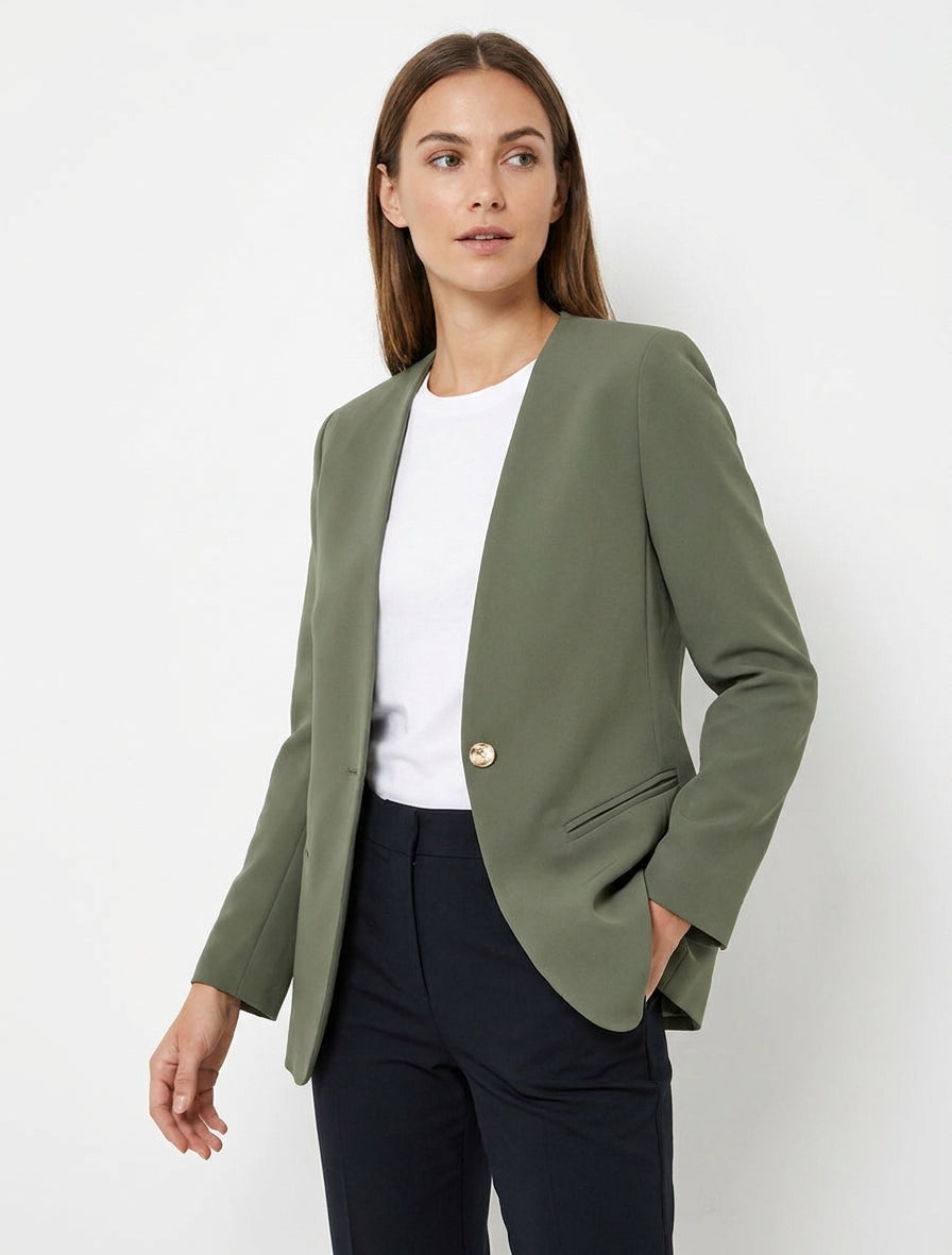 Blazer uni boutonné - Kaki