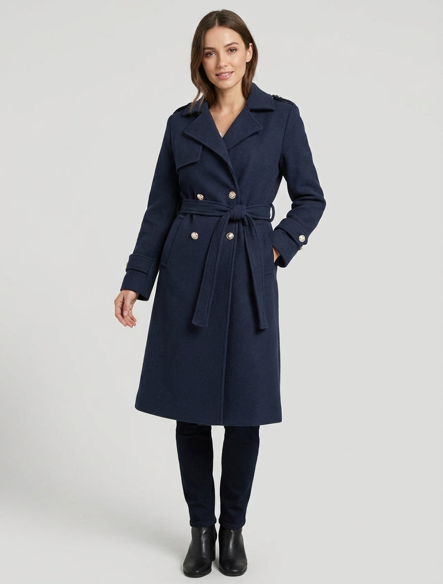 Manteau long à col cranté - Marine