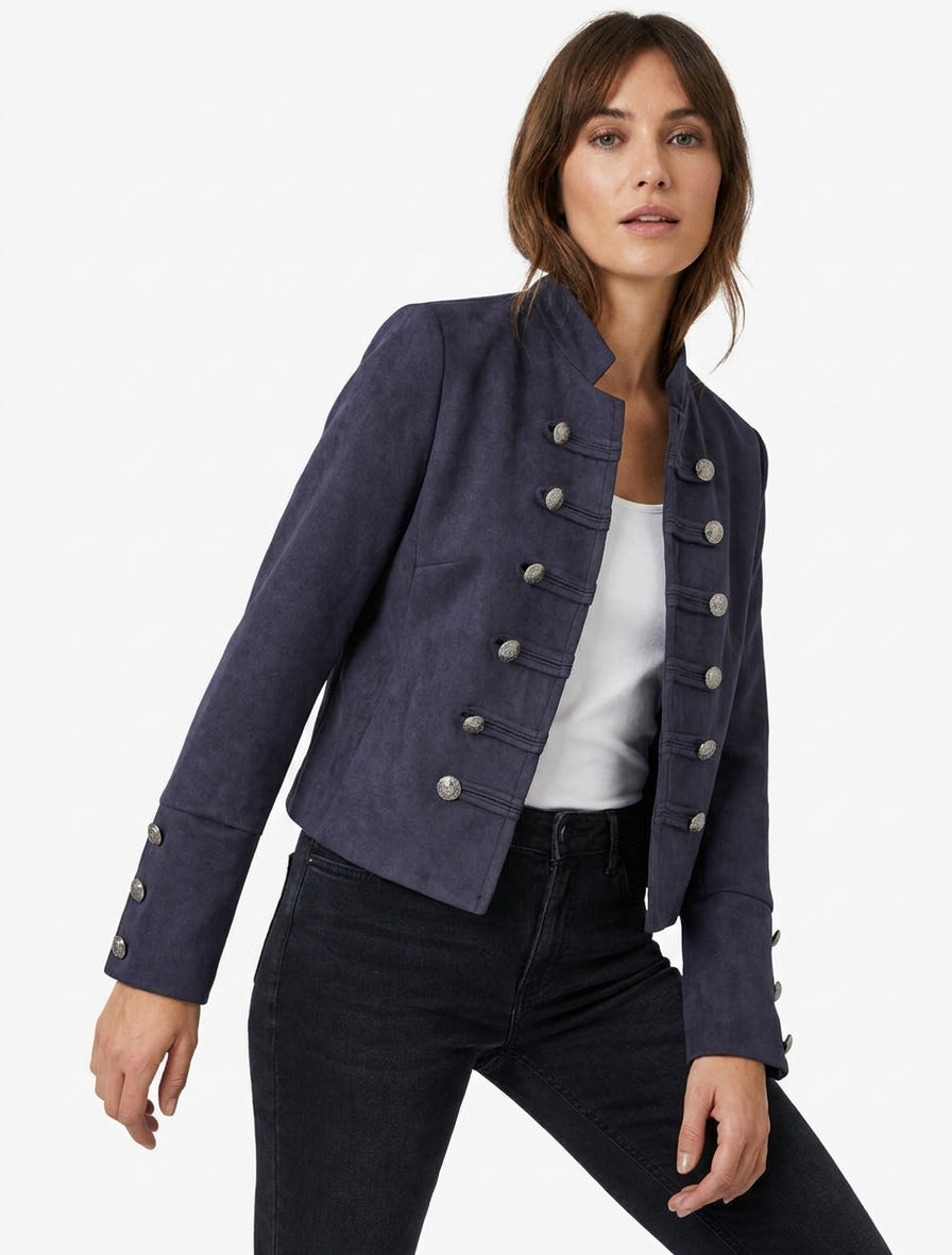 Veste suédine style officier - Marine