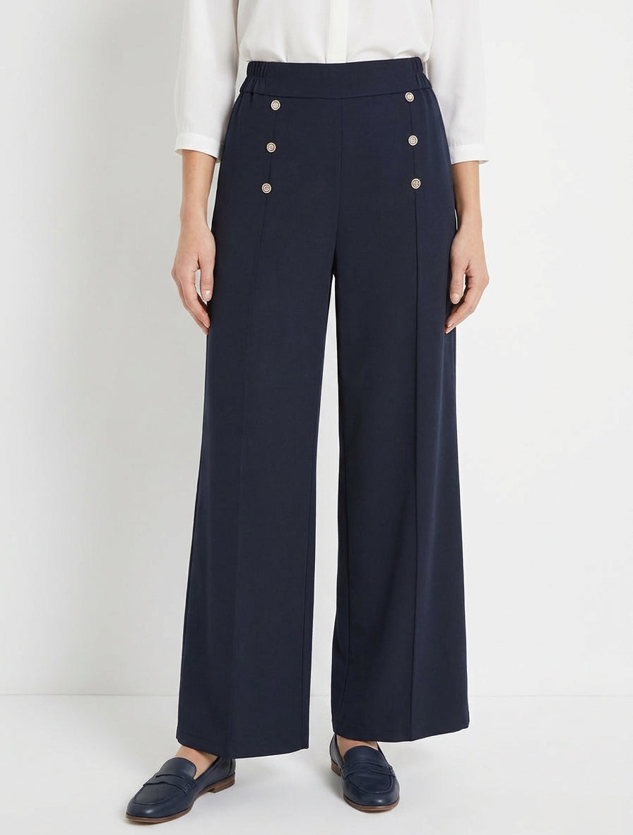 Pantalon pont coupe droite - Marine