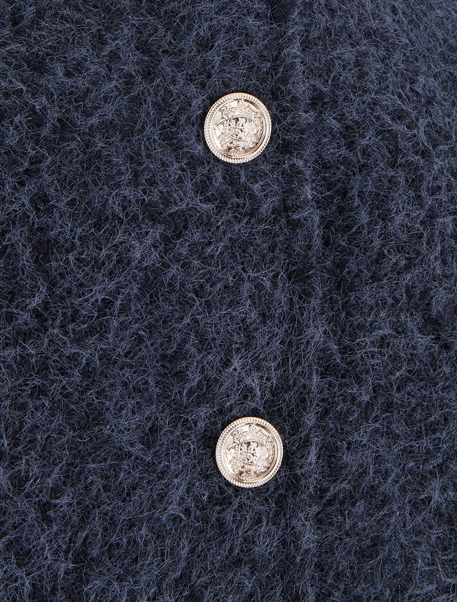 Veste courte duveuteuse et zippée - Marine - 3