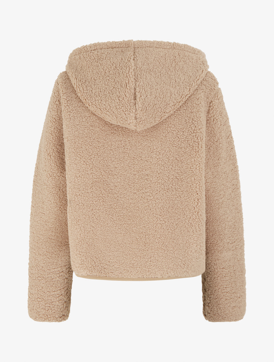 Veste zippée à capuche effet laine bouclée - Beige - 2