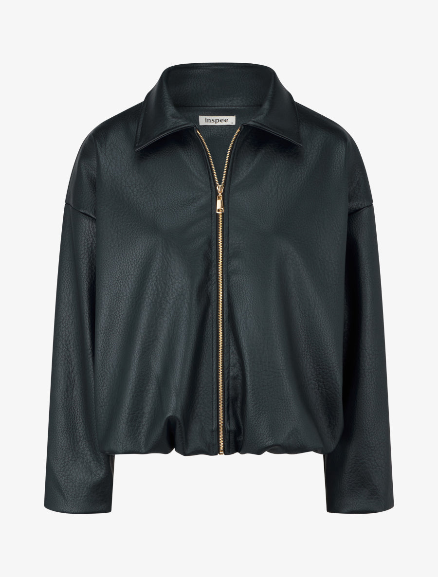 Bomber en simili coupe boule - Noir - 1