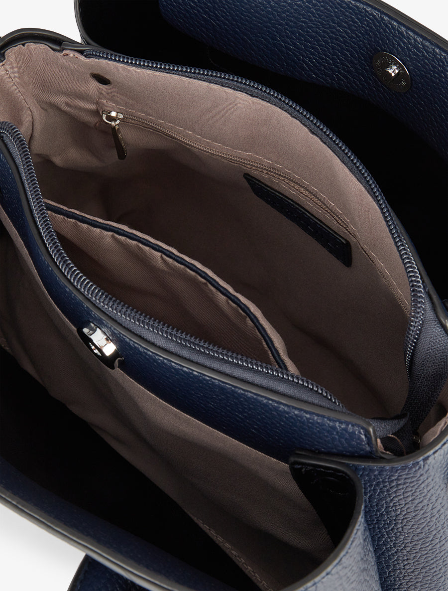 Sac à main Saori effet grainé bandoulière - Marine