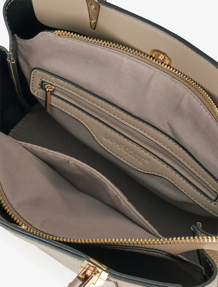 Sac Hana effet grainé pompon fourrure - Taupe