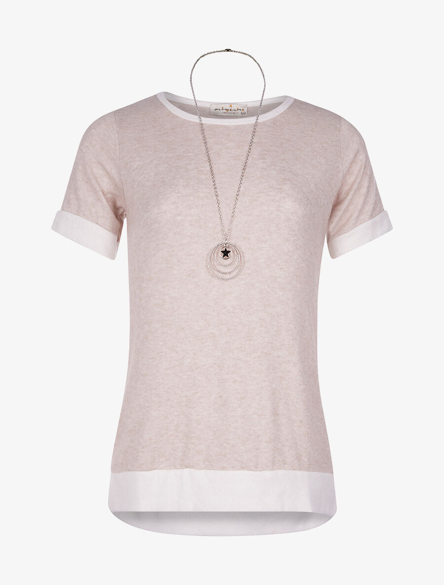 Pull doux à manches courtes - beige - 1