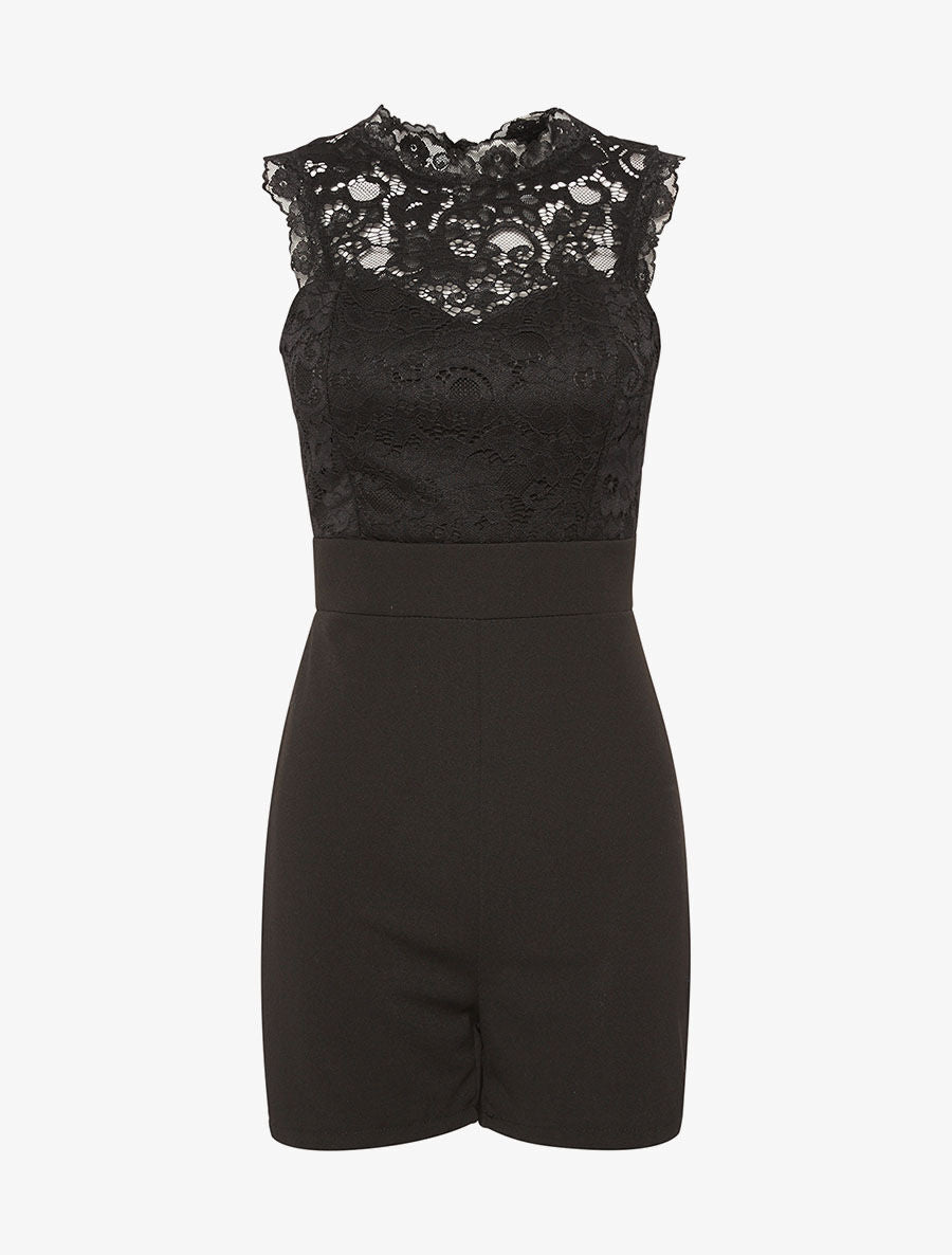 Combishort buste dentelle dos nu - noir - 3