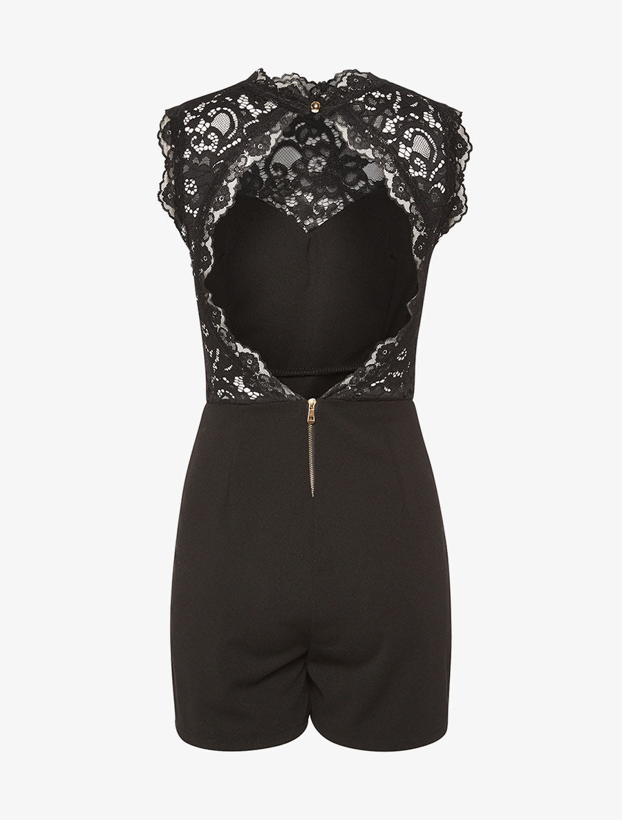 Combishort buste dentelle dos nu - noir - 2
