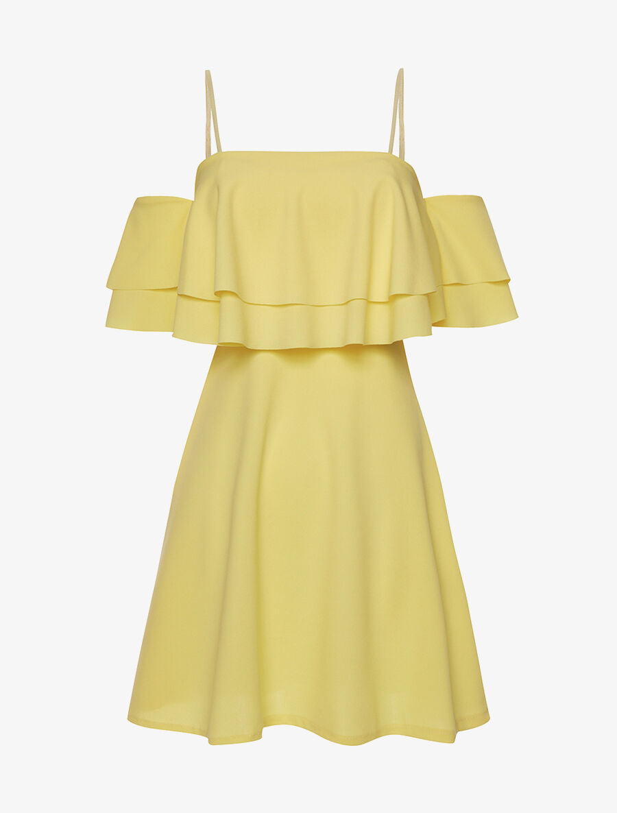 Robe encolure volantée - jaune - 2