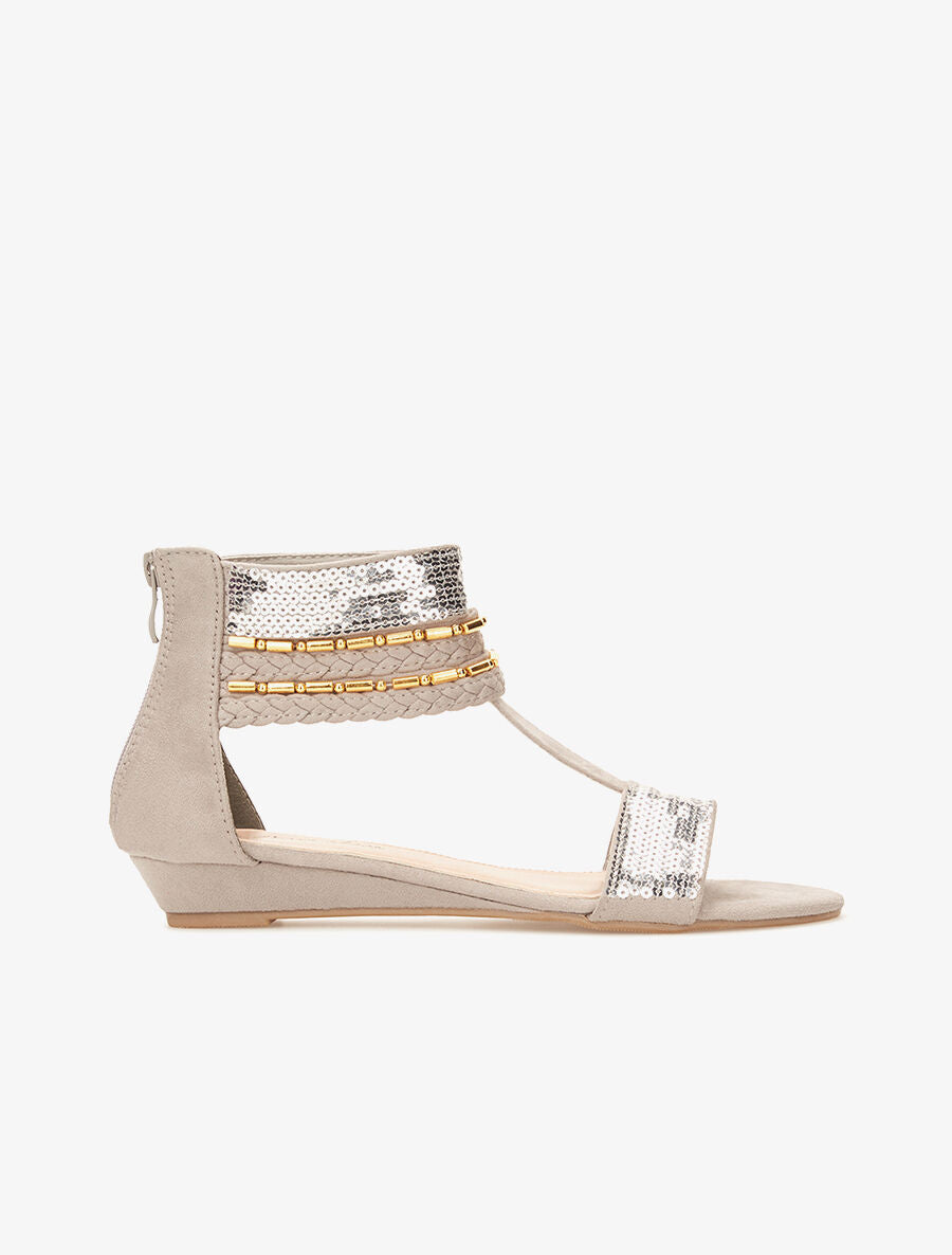 Nu-pieds chevilles à sequins - gris - 5