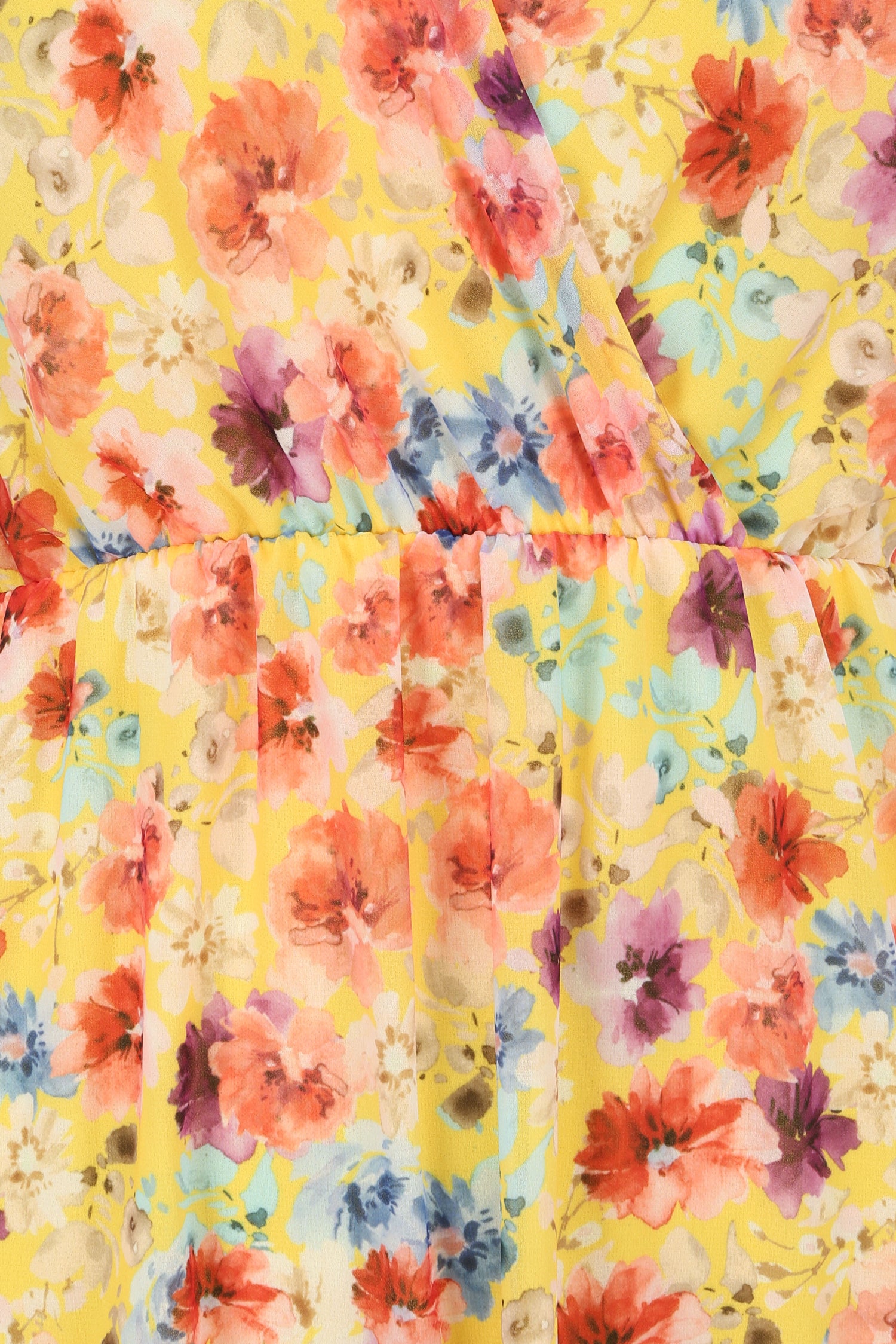 Robe imprimé fleurs champêtres à bretelles à détail noeud - Jaune - 3