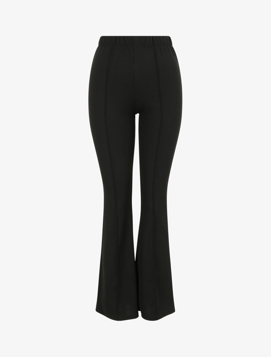 Pantalon flare uni à taille haute - Noir - 1