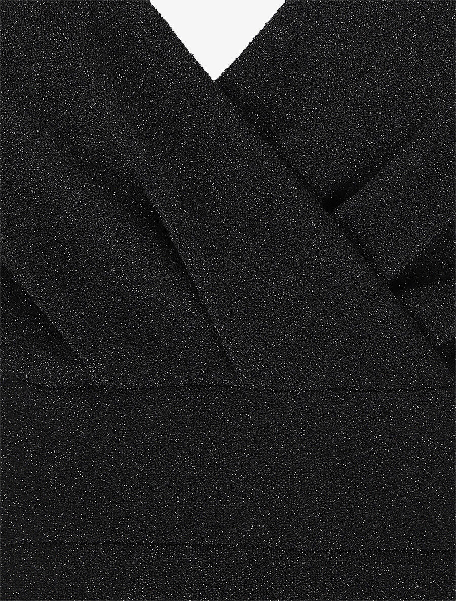 Robe pailletée à bretelles croisées - Noir - 3