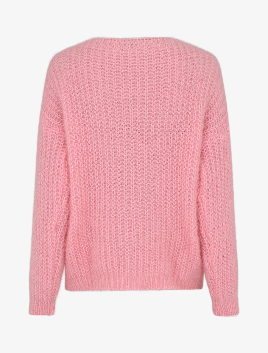 Pull uni duveteux - Rose - 2
