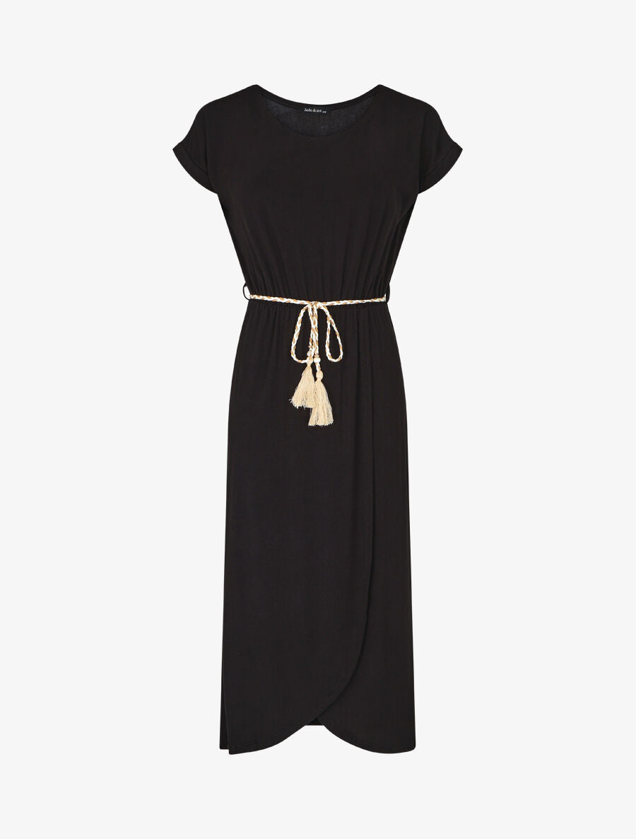 Robe longue style portefeuille - Noir - 1