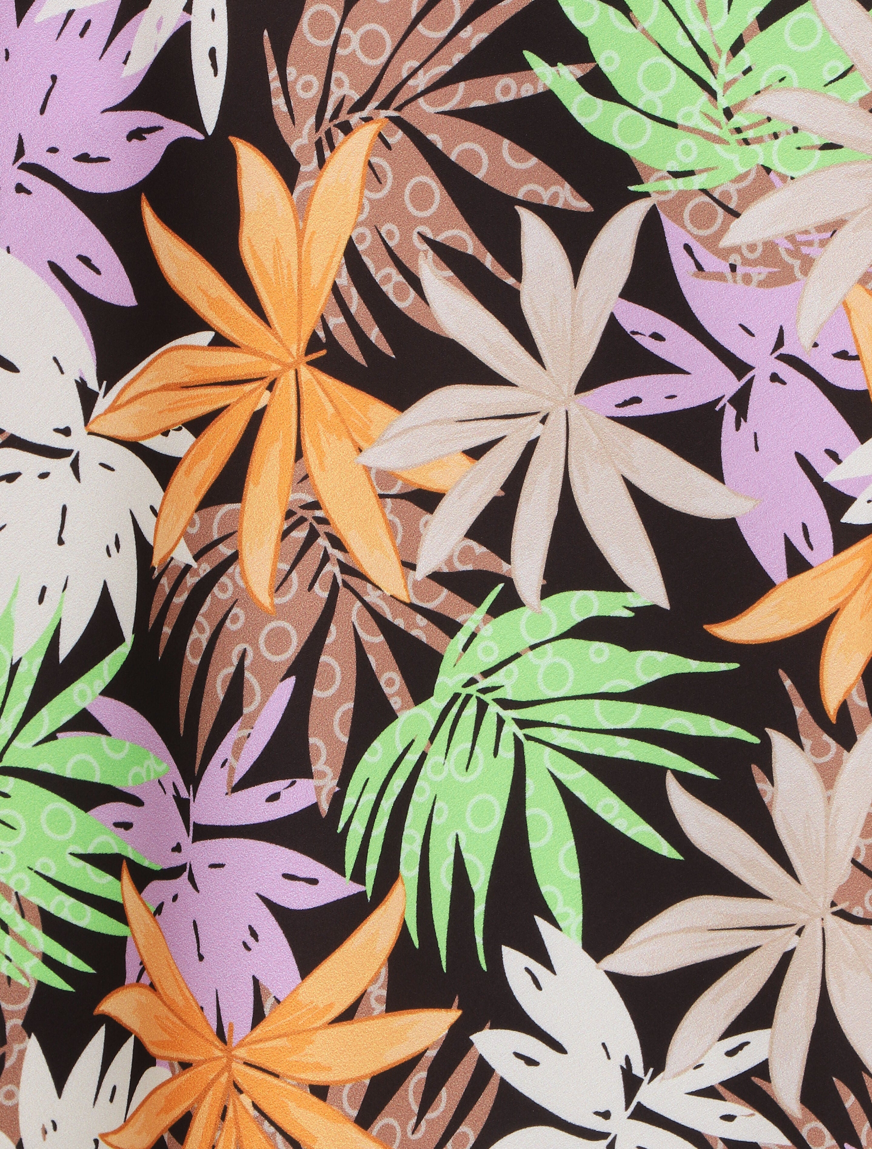 Caraco droit satiné imprimé feuilles fantaisies - Noir - 3