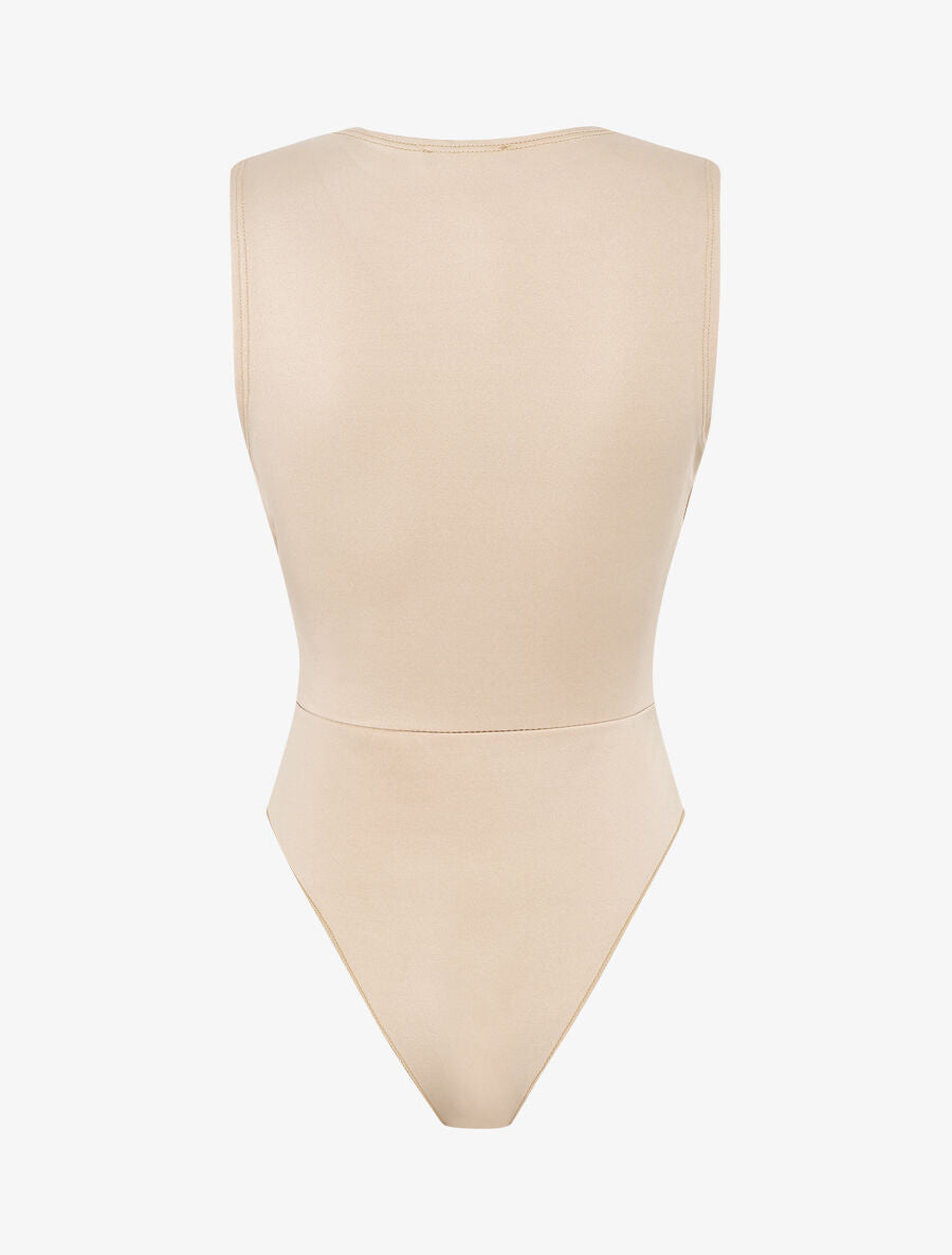 Body uni à col cache-coeur - Beige - 2