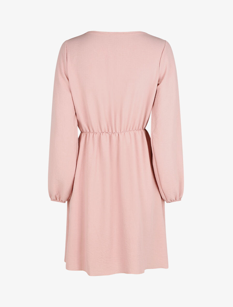 Robe courte évasée col à dentelle - Rose - 2