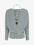 Pull droit rayé col bénitier - Marine - 1