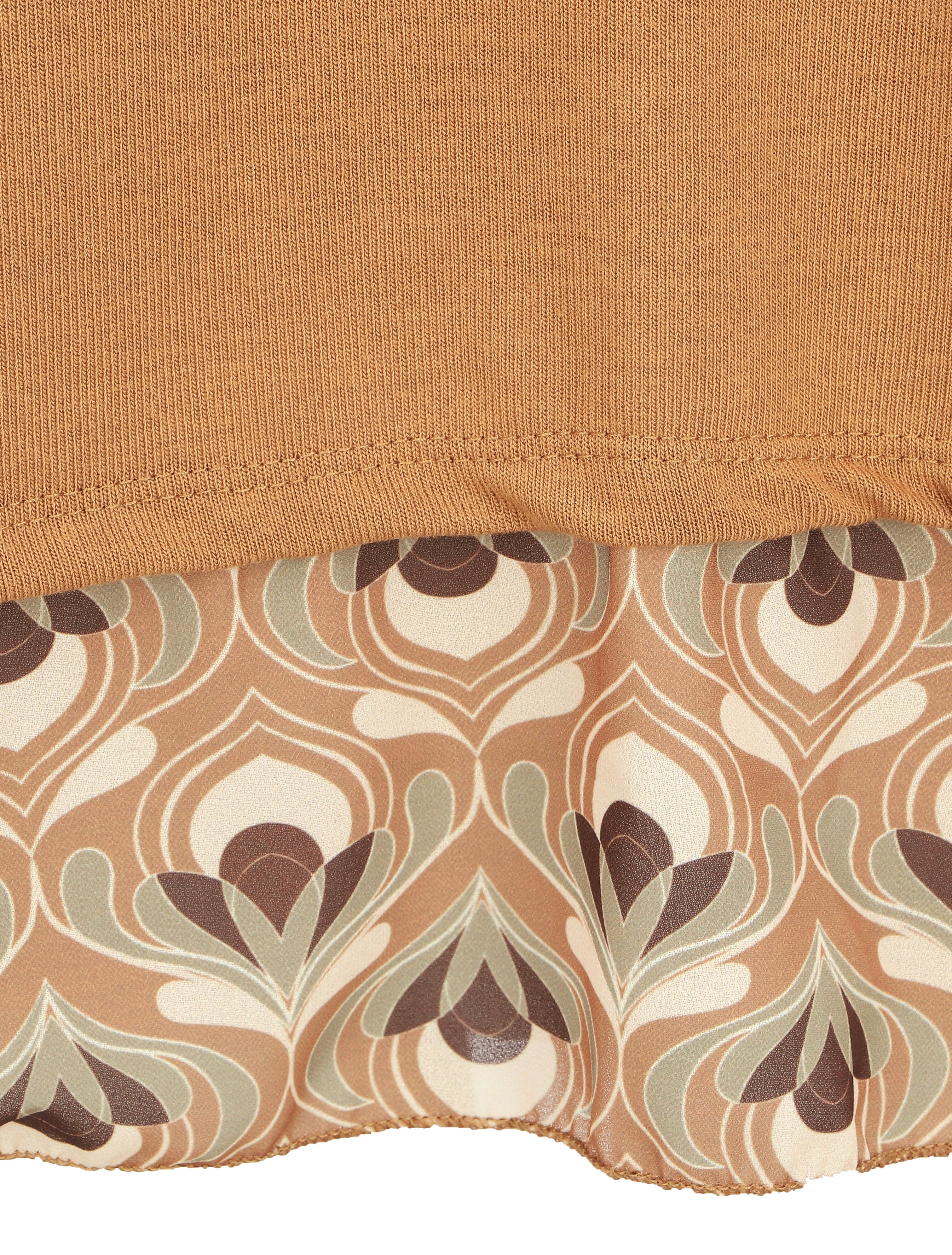 Pull fin bi-matière à imprimé fantaisie - Camel - 3