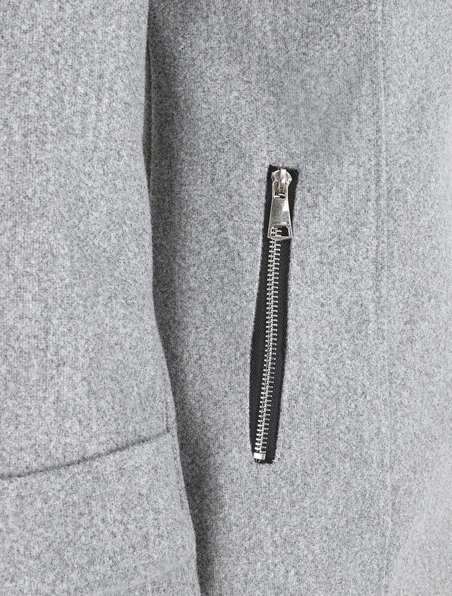 Manteau zippé à capuche fausse fourrure - Gris - 3