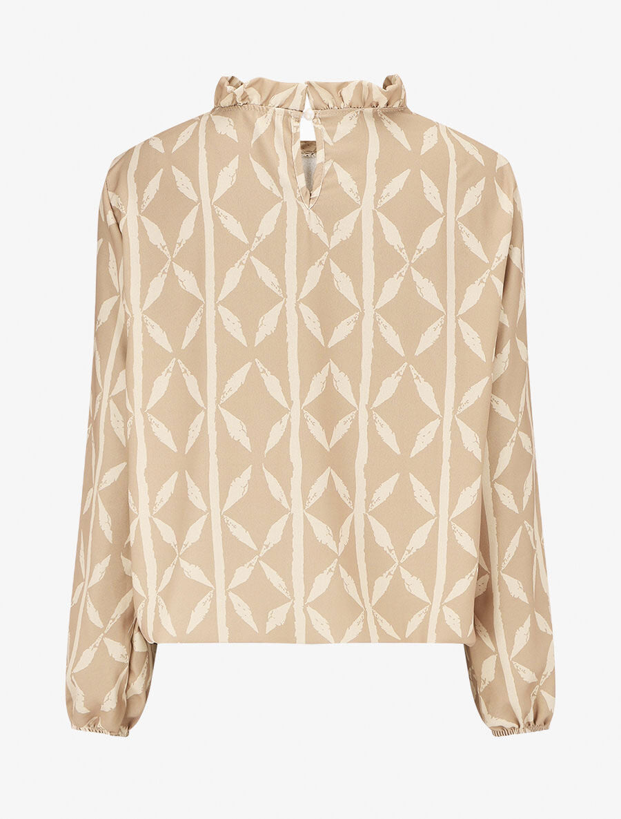 Top ample imprimé graphique - Beige - 2