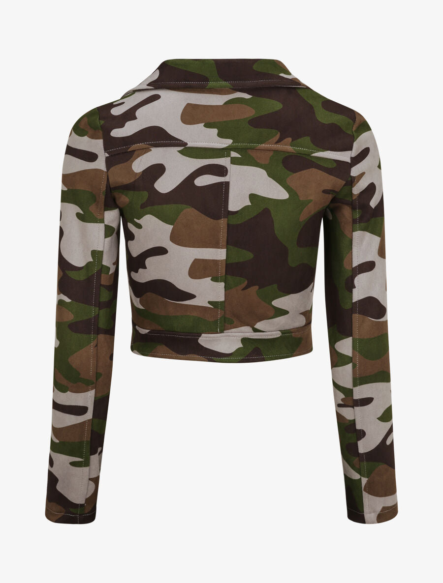 Crop veste imprimé militaire - Gris - 2