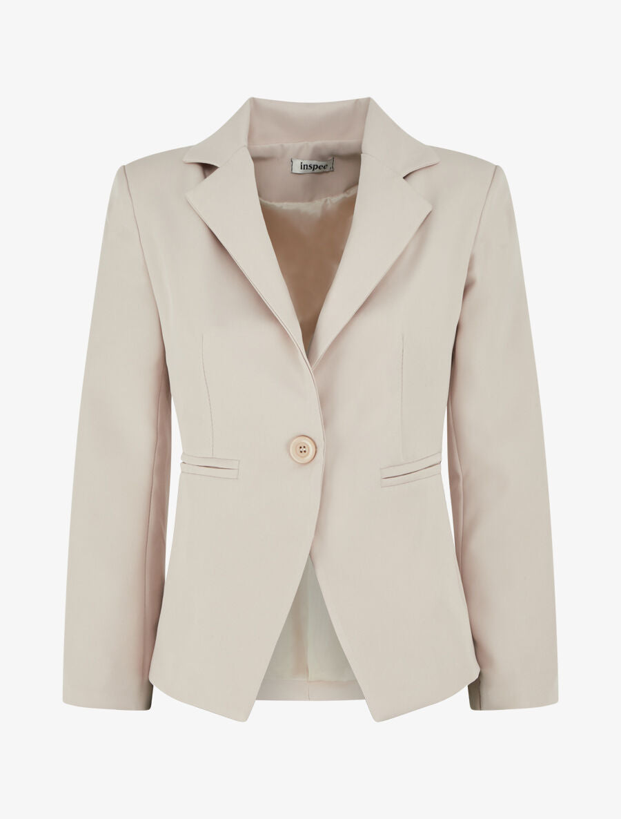 Veste mi-longue à poches décoratives - Beige - 1