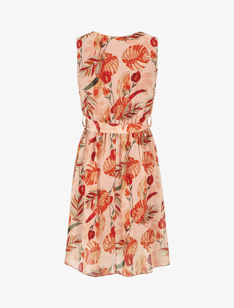 Robe mi-longue imprimé floral - Rouge brique - 2