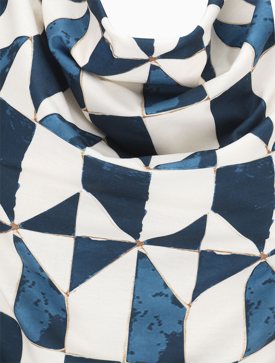 Top sans manches col bénitier imprimé graphique - Bleu - 3