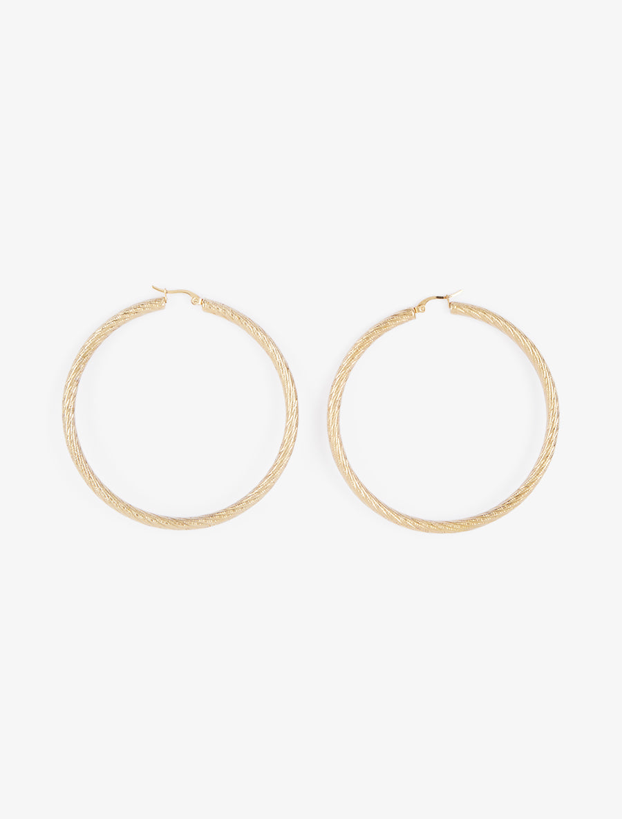 Grandes créoles texturées - Or - 2