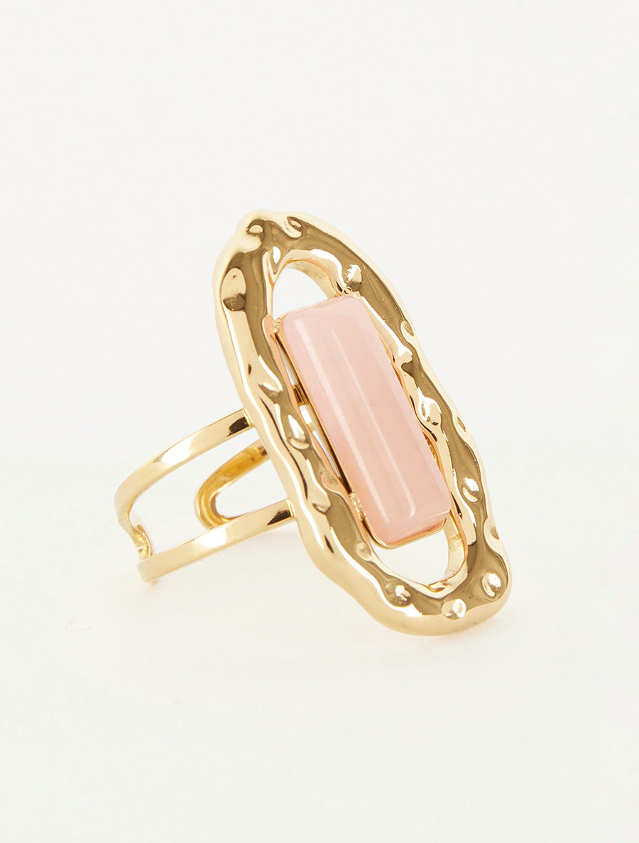 Bague ajustable à pierre colorée - Rose - 2