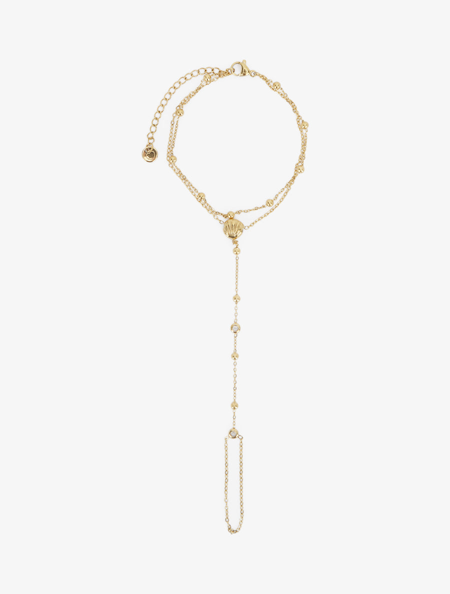 Chaîne de main coquillage et zircon blanc - Or - 2