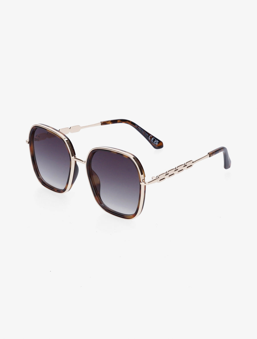 Lunettes de soleil carrées stylisées - Noir/léopard - 1